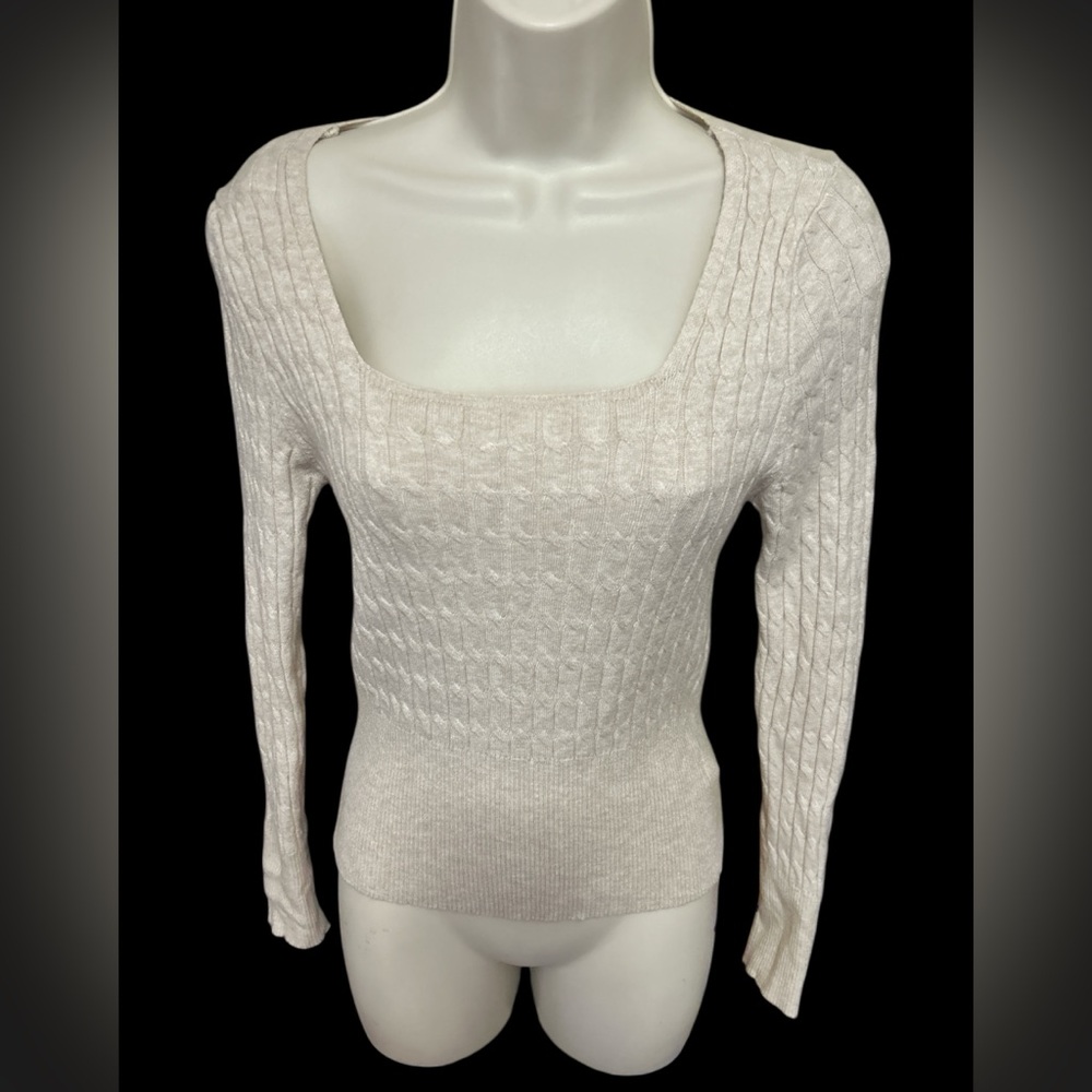 Elegant Cream Cable Knit Sweater by Jolie & Joy